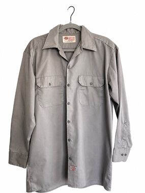 Vintage 2000 Dickies Work Shirt Men’s M Gray Long Sleeve Y2K Workwear